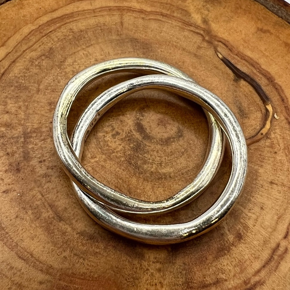 Sterling Silver Double Interlocking Rings -Size 8… - image 1